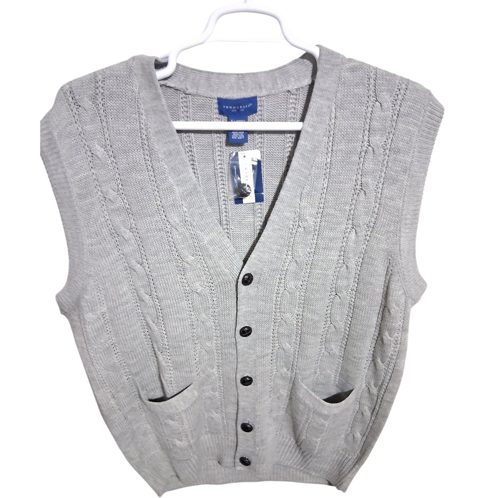 Y2k Vintage Towncraft Mens XL Preppy Academia Professor Grandpa Cardigan Vest